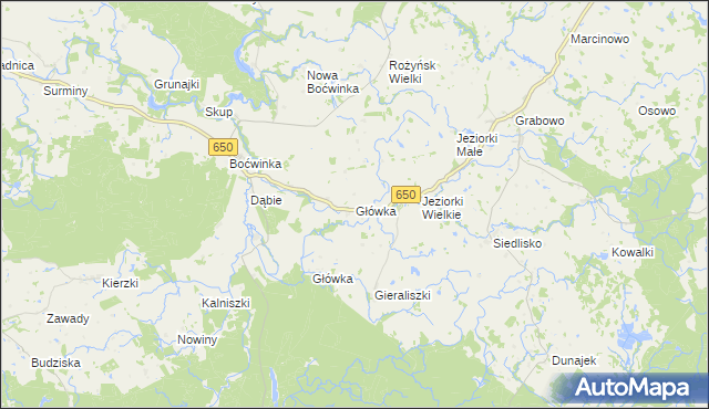 mapa Główka gmina Gołdap, Główka gmina Gołdap na mapie Targeo