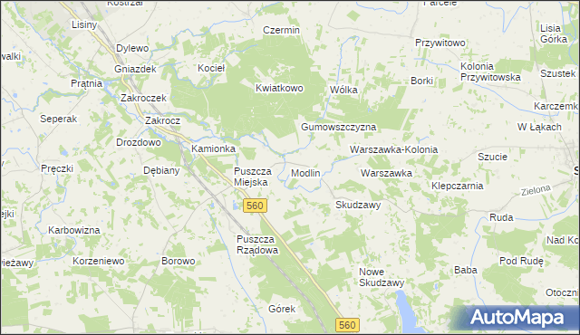 mapa Modlin gmina Skrwilno, Modlin gmina Skrwilno na mapie Targeo