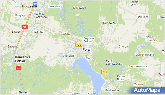 mapa Poraj powiat myszkowski, Poraj powiat myszkowski na mapie Targeo