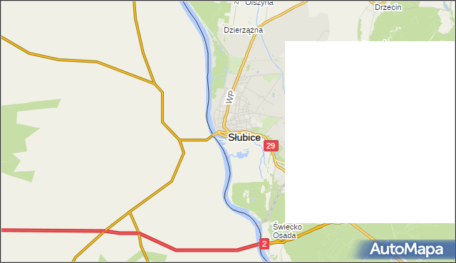 mapa Słubice, Słubice na mapie Targeo