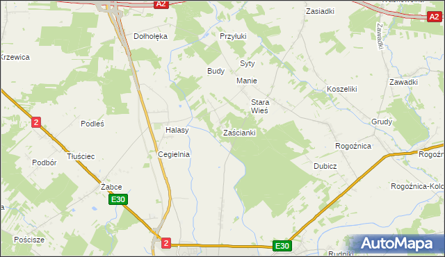 mapa Zaścianki gmina Międzyrzec Podlaski, Zaścianki gmina Międzyrzec Podlaski na mapie Targeo