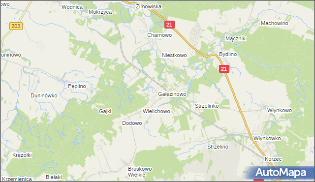 mapa Gałęzinowo, Gałęzinowo na mapie Targeo