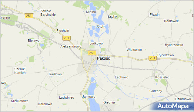 mapa Pakość powiat inowrocławski, Pakość powiat inowrocławski na mapie Targeo