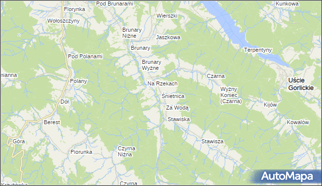 mapa Śnietnica, Śnietnica na mapie Targeo