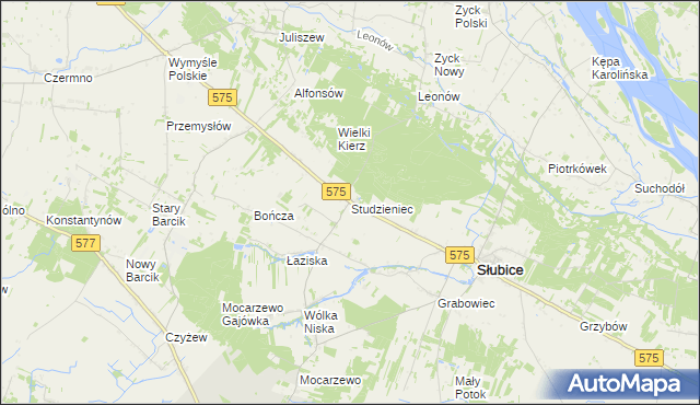 mapa Studzieniec gmina Słubice, Studzieniec gmina Słubice na mapie Targeo