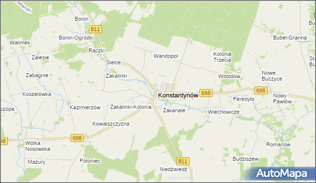 mapa Konstantynów powiat bialski, Konstantynów powiat bialski na mapie Targeo