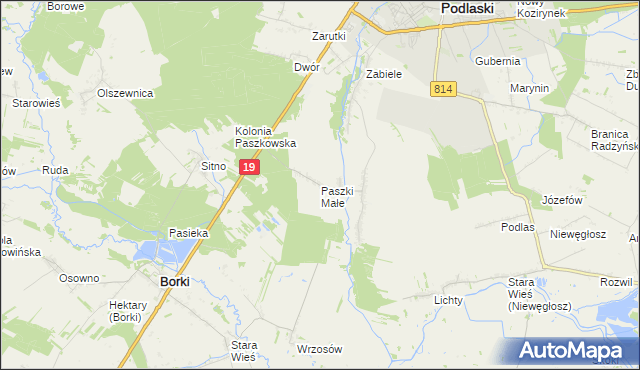 mapa Paszki Małe, Paszki Małe na mapie Targeo