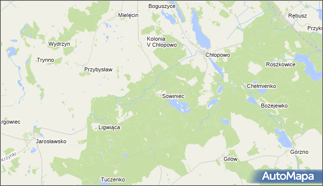 mapa Sowiniec gmina Krzęcin, Sowiniec gmina Krzęcin na mapie Targeo