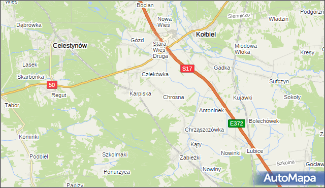 mapa Chrosna gmina Kołbiel, Chrosna gmina Kołbiel na mapie Targeo