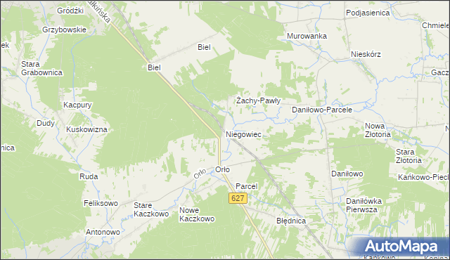 mapa Niegowiec, Niegowiec na mapie Targeo