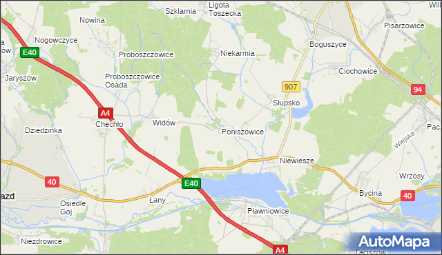 mapa Poniszowice, Poniszowice na mapie Targeo