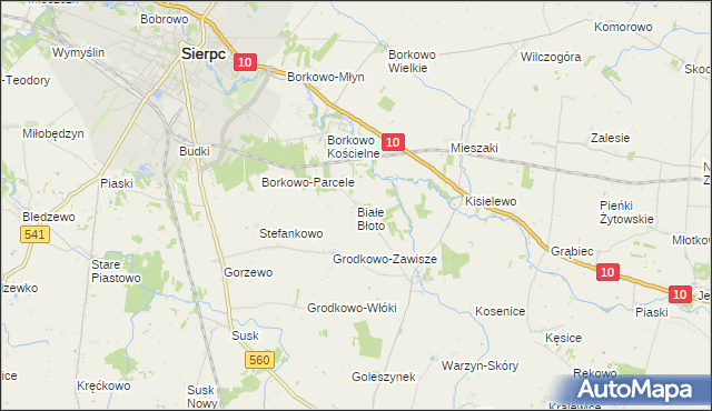 mapa Białe Błoto gmina Sierpc, Białe Błoto gmina Sierpc na mapie Targeo
