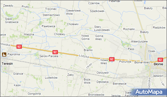 mapa Bramki, Bramki na mapie Targeo