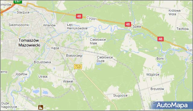 mapa Ciebłowice Duże, Ciebłowice Duże na mapie Targeo