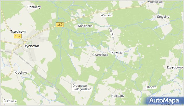 mapa Czarnkowo gmina Tychowo, Czarnkowo gmina Tychowo na mapie Targeo