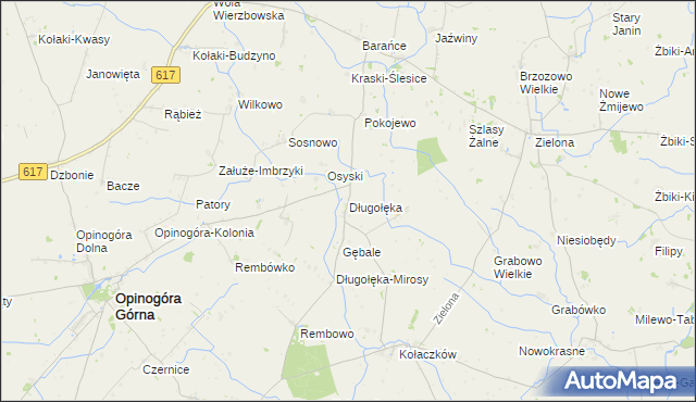 mapa Długołęka gmina Opinogóra Górna, Długołęka gmina Opinogóra Górna na mapie Targeo