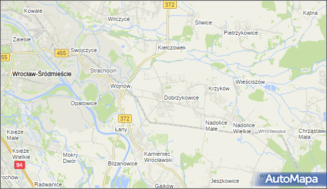 mapa Dobrzykowice, Dobrzykowice na mapie Targeo