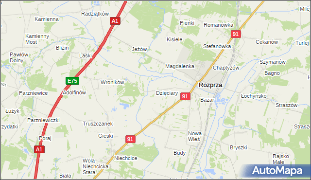 mapa Dzięciary, Dzięciary na mapie Targeo