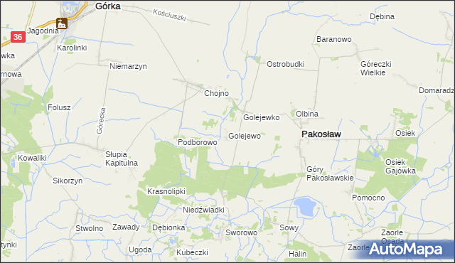 mapa Golejewo gmina Pakosław, Golejewo gmina Pakosław na mapie Targeo