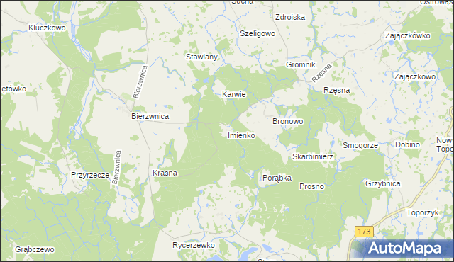 mapa Imienko, Imienko na mapie Targeo