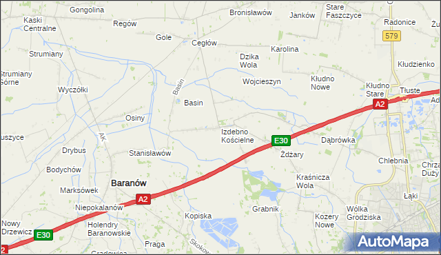 mapa Izdebno Kościelne, Izdebno Kościelne na mapie Targeo