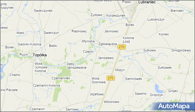 mapa Janiszewo gmina Lubraniec, Janiszewo gmina Lubraniec na mapie Targeo