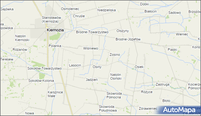 mapa Jerzewo gmina Kiernozia, Jerzewo gmina Kiernozia na mapie Targeo
