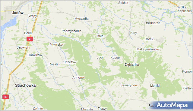 mapa Jugi, Jugi na mapie Targeo