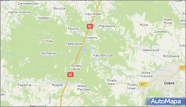 mapa Kąty-Borucza, Kąty-Borucza na mapie Targeo