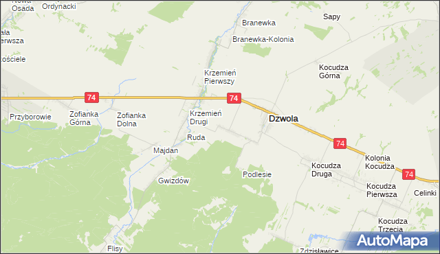 mapa Konstantów gmina Dzwola, Konstantów gmina Dzwola na mapie Targeo