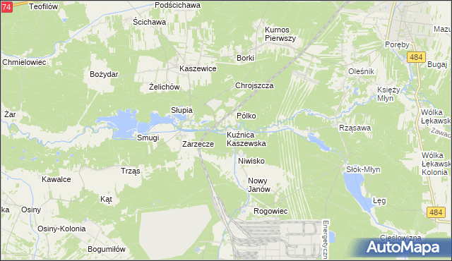 mapa Kuźnica Kaszewska, Kuźnica Kaszewska na mapie Targeo
