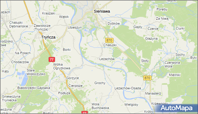 mapa Leżachów, Leżachów na mapie Targeo