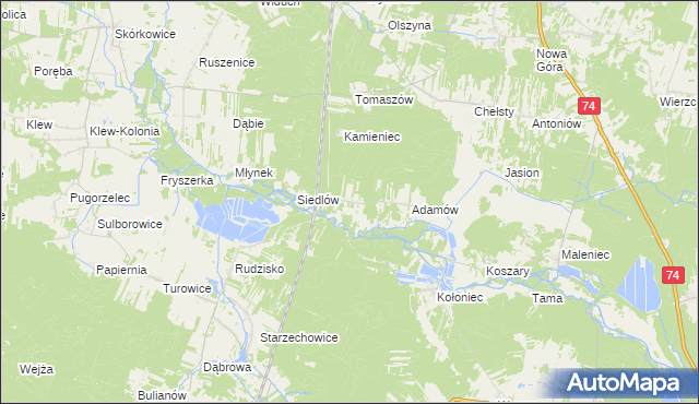 mapa Malenie gmina Żarnów, Malenie gmina Żarnów na mapie Targeo