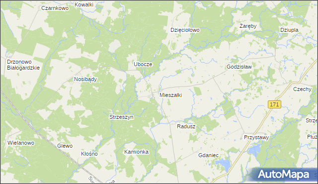 mapa Mieszałki, Mieszałki na mapie Targeo