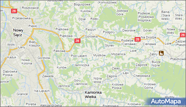 mapa Mystków, Mystków na mapie Targeo