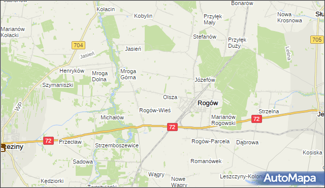 mapa Olsza gmina Rogów, Olsza gmina Rogów na mapie Targeo