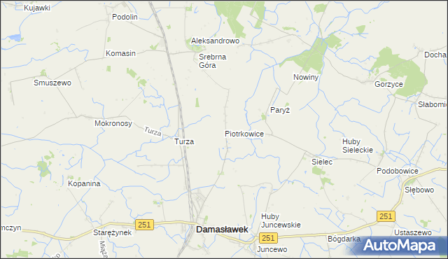 mapa Piotrkowice gmina Damasławek, Piotrkowice gmina Damasławek na mapie Targeo