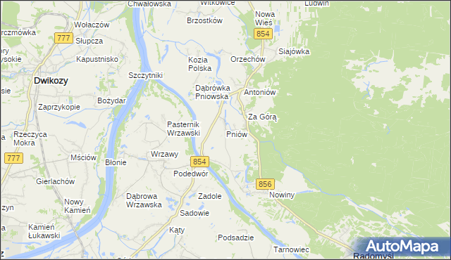 mapa Pniów gmina Radomyśl nad Sanem, Pniów gmina Radomyśl nad Sanem na mapie Targeo