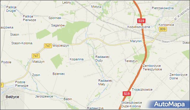 mapa Radawiec Duży, Radawiec Duży na mapie Targeo