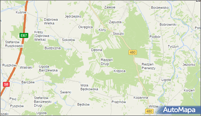 mapa Redzeń Drugi, Redzeń Drugi na mapie Targeo