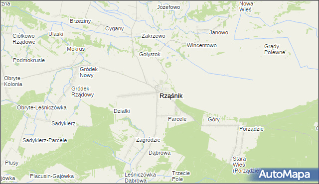 mapa Rząśnik powiat wyszkowski, Rząśnik powiat wyszkowski na mapie Targeo