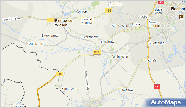 mapa Samborowice gmina Pietrowice Wielkie, Samborowice gmina Pietrowice Wielkie na mapie Targeo