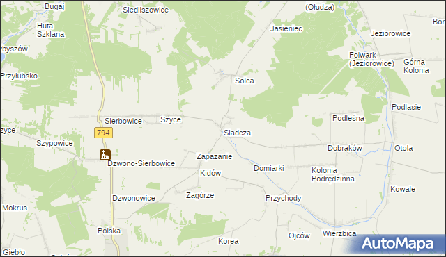 mapa Siadcza gmina Pilica, Siadcza gmina Pilica na mapie Targeo