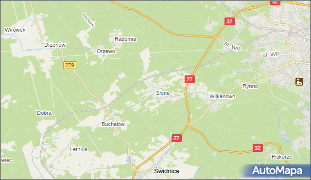 mapa Słone gmina Świdnica, Słone gmina Świdnica na mapie Targeo