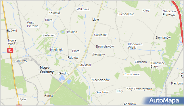 mapa Świeciny, Świeciny na mapie Targeo