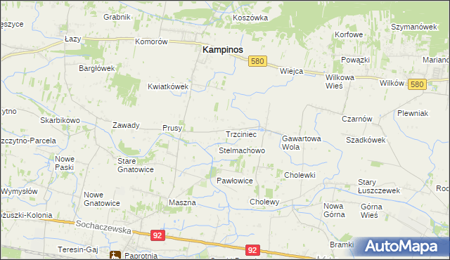 mapa Trzciniec gmina Leszno, Trzciniec gmina Leszno na mapie Targeo