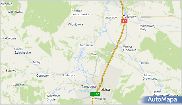 mapa Wał gmina Izbica, Wał gmina Izbica na mapie Targeo