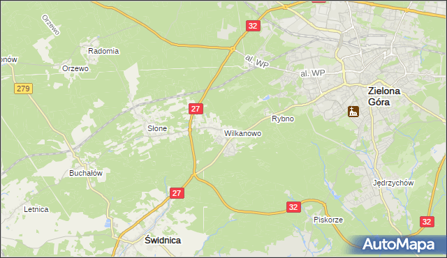 mapa Wilkanowo gmina Świdnica, Wilkanowo gmina Świdnica na mapie Targeo