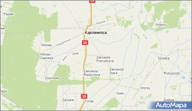 mapa Żakowola Poprzeczna, Żakowola Poprzeczna na mapie Targeo