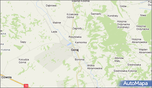 mapa Zastawie gmina Goraj, Zastawie gmina Goraj na mapie Targeo